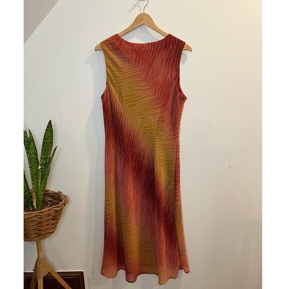 Y2K Abstract Rainbow Print Midi dress Size 14 Phoebe Ombre Artsy Fairy - Picture 2 of 5